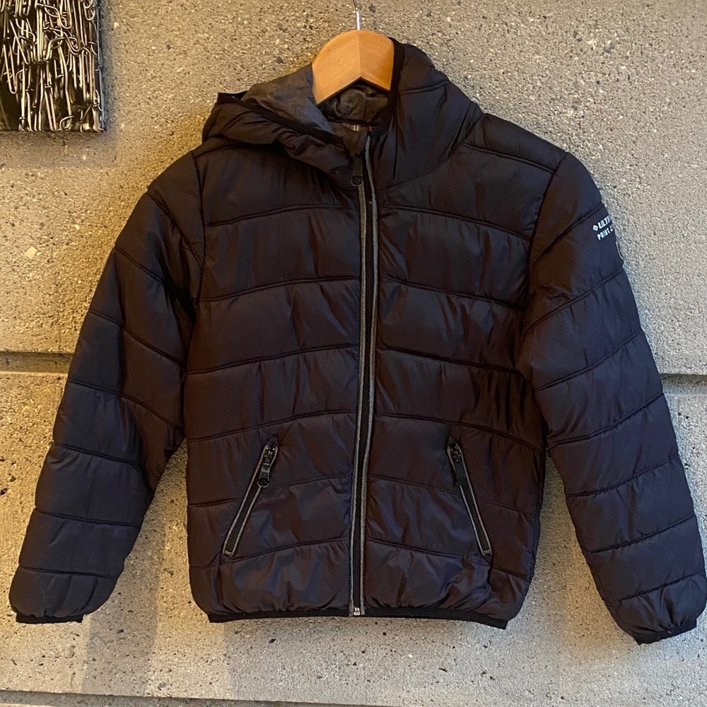 Kids Point Zero Ultralight Packable Hooded Puffer Jacket in Black